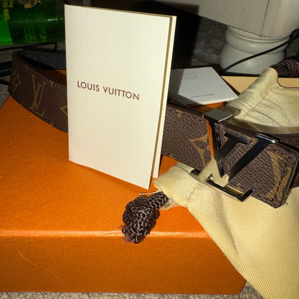 Louis Vuitton Dark Brown Monogram Belt with Silver Buckle - Picture 4 of 8